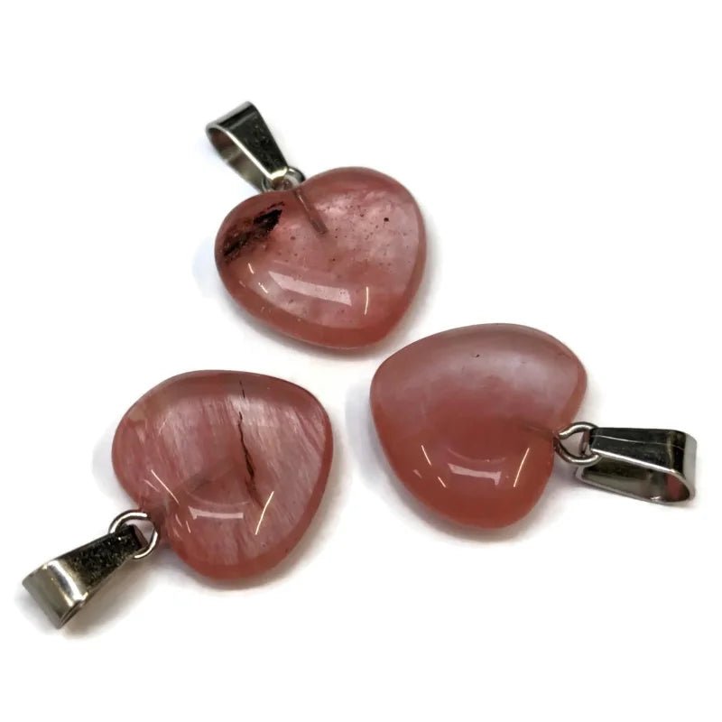 Watermeloen Kwarts Hartjes Hanger - Unisex