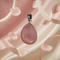 Roze Watermeloen Kwarts Druppel Hanger natuursteen - Heren