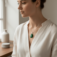 Maleisisch Jade Druppel Hanger natuursteen - Heren