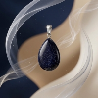 natuursteenhanger Druppel Zandsteen blauw - Heren