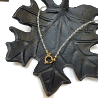 Handgemaakte Wit & Transparant Kralen Bedelketting - Goudkleur - Heren