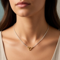 Handgemaakte Wit & Transparant Kralen Bedelketting - Goudkleur - Heren