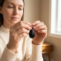 Obsidiaan Druppel Hanger natuursteen - Heren