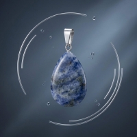 Sodaliet Druppelhanger in Blauw-grijs natuursteen - Heren