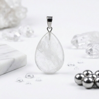 Witte Kwarts Druppel Hanger met Rvs - Heren