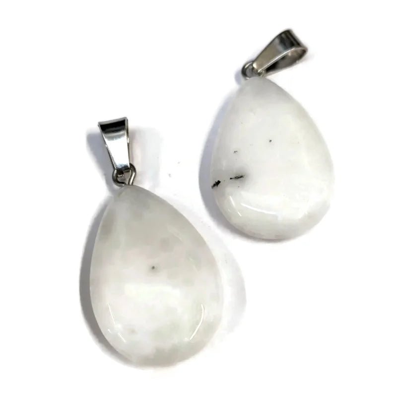 Witte Jade Druppel Hanger - Unisex