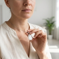 Witte Jade Druppel Hanger - Unisex