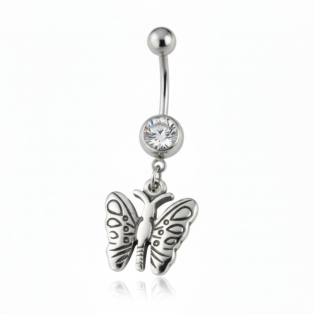 Navelpiercing Vlinder Hanger Zirkonia - Zilverkleur - Dames