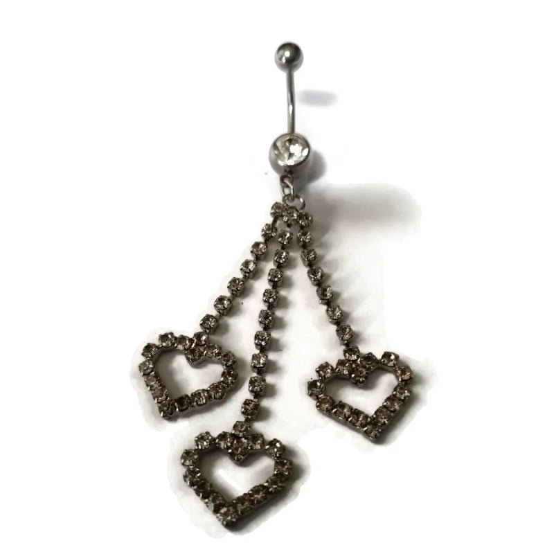 Lange Navelpiercing met 3 Hartjes - Heren