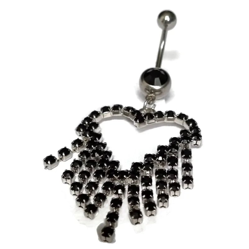 Stalen Navelpiercing met Groot Hart - Zwart - Heren