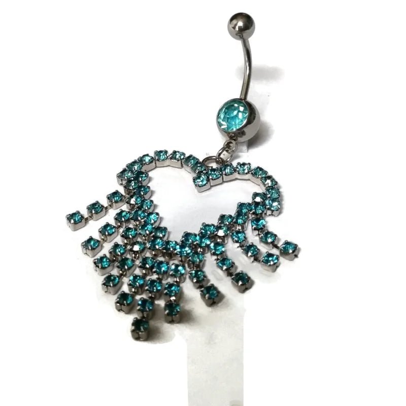Stalen Navelpiercing met Groot Hart - Zwart - Heren