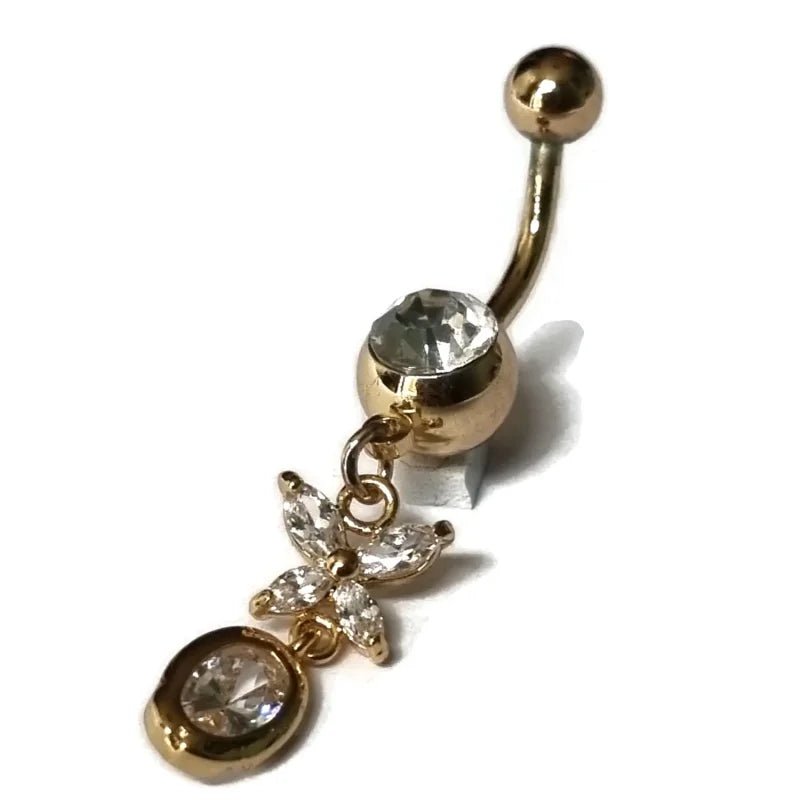 Vlinder Navelpiercing met Zirkonia - Unisex