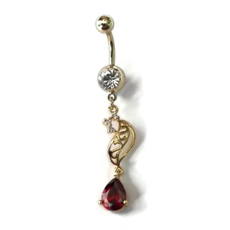Goudkleurige Stalen Navelpiercing met Druppelhanger - Dames