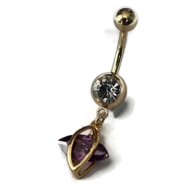 Navelpiercing met Paarse Zirkonia Goudkleur - Unisex