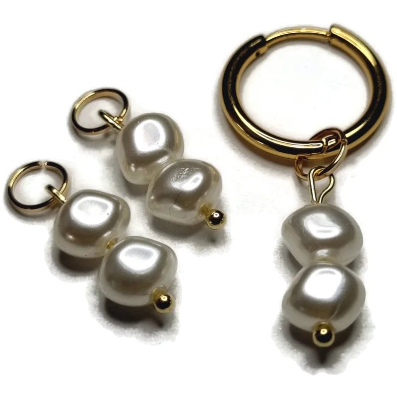Witte Parel bedel voor ketting of oorring DIY - Goudkleur - Unisex