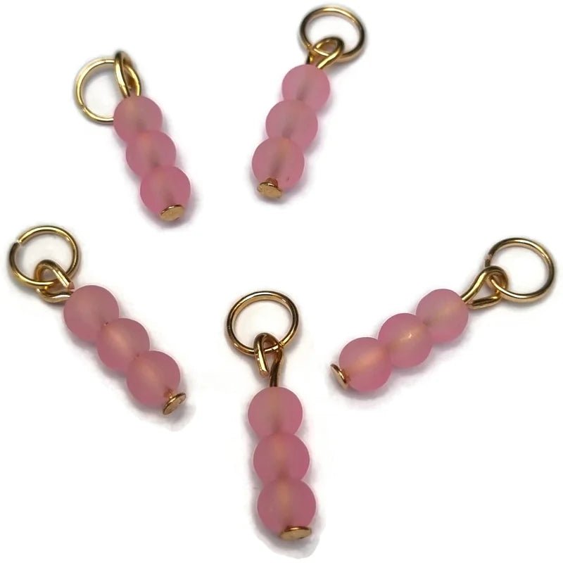 Mat Azalea Roze Bedeltje creool - Goudkleur / 3 kraaltjes - Dames