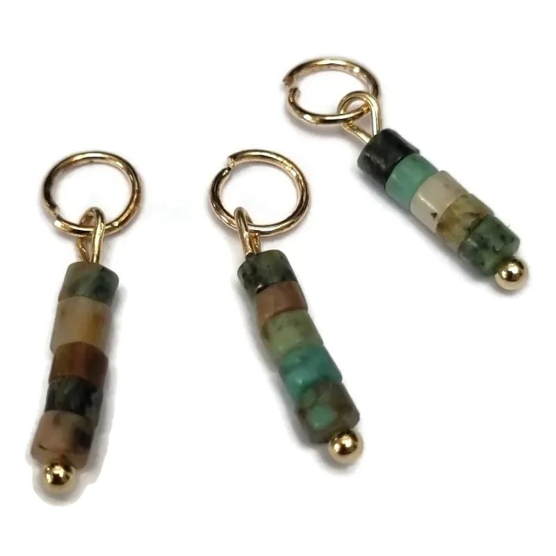 Natuurstenen Marmer Groen-bruin Bedeltje - Goudkleur - Unisex