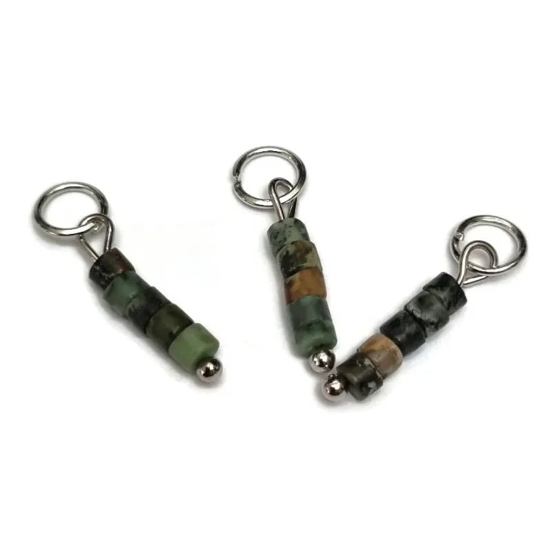 Natuurstenen Marmer Groen-bruin Bedeltje - Goudkleur - Unisex