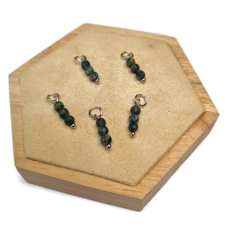 Mat Reef Green Natuurstenen bedeltjes - Goudkleur - Unisex