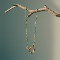 Groene Emaille Bedel Damesketting met bolletjes - 40 cm - Dames