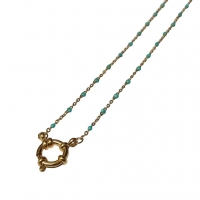 Groene Emaille Bedel Damesketting met bolletjes - 40 cm - Dames