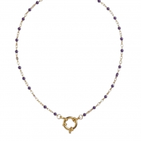 Paars Emaille Damesketting met Bedel - 40 cm - Dames
