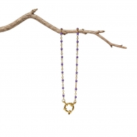 Paars Emaille Damesketting met Bedel - 40 cm - Dames