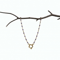 Paars Emaille Damesketting met Bedel - 40 cm - Dames