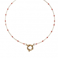 Rode Emaille Bolletjes Dames bedelketting - 40 cm - Dames