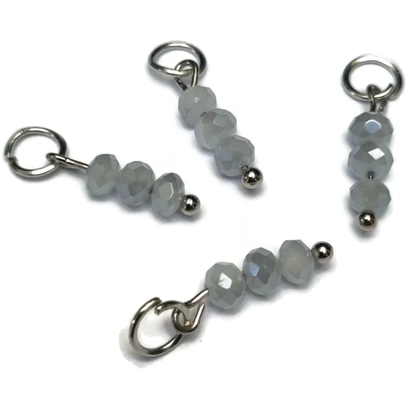 Licht Grijs Kralen charm met Diamantglans - Goudkleur - Unisex