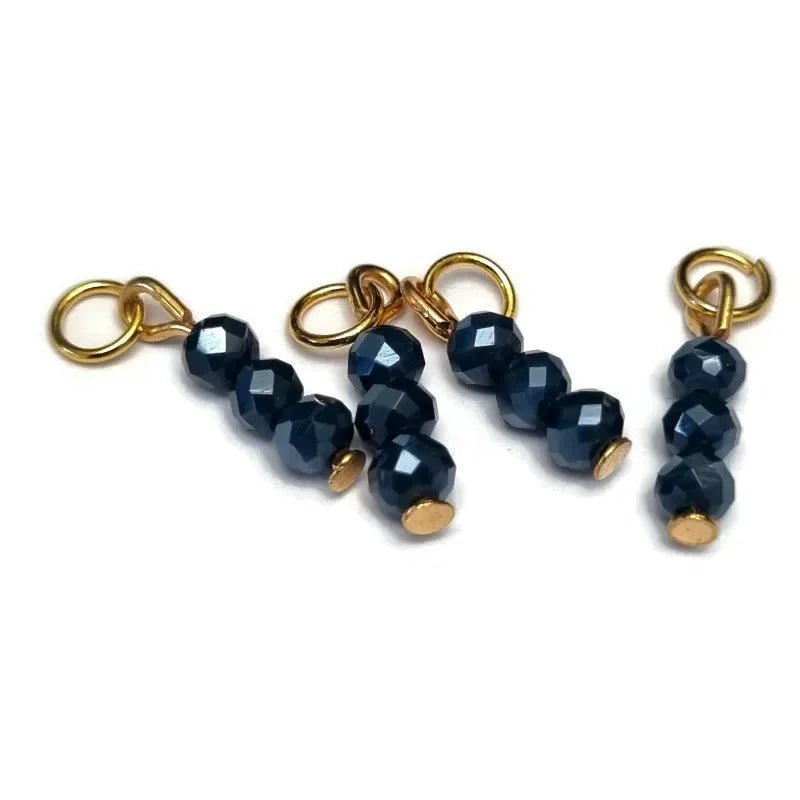 Ensign Blauw Parelmoer Oorbel bedel - Goudkleur / 3 kraaltjes - Unisex
