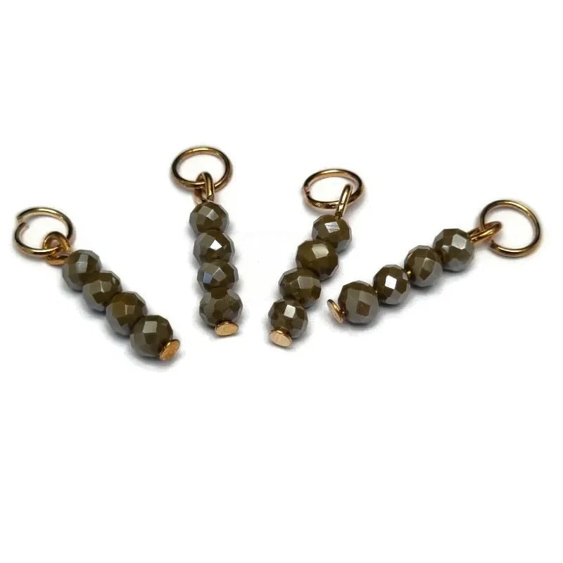Kaki Groen Kralen Bedeltje voor bedelketting - Goudkleur / 3 kraaltjes - Heren