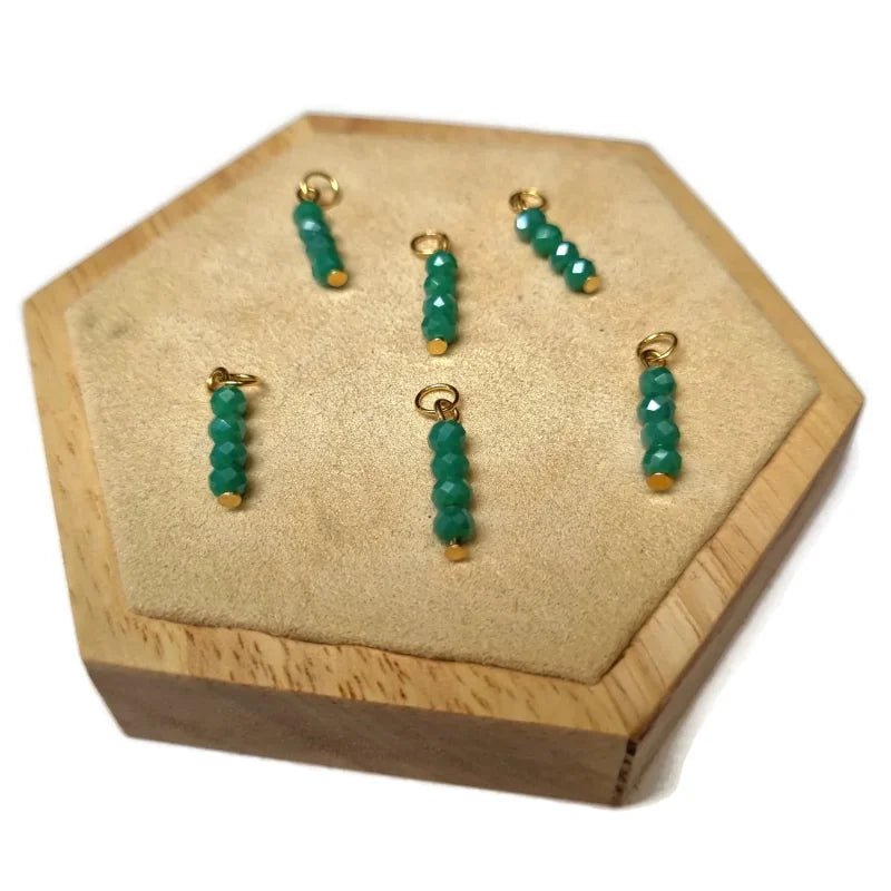 Kralen Bedeltje Malachiet Groen - Goudkleur / 3 kraaltjes - Unisex