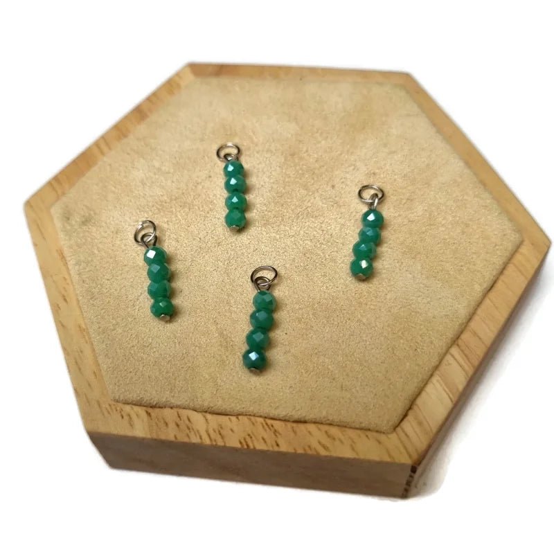 Kralen Bedeltje Malachiet Groen - Goudkleur / 3 kraaltjes - Unisex