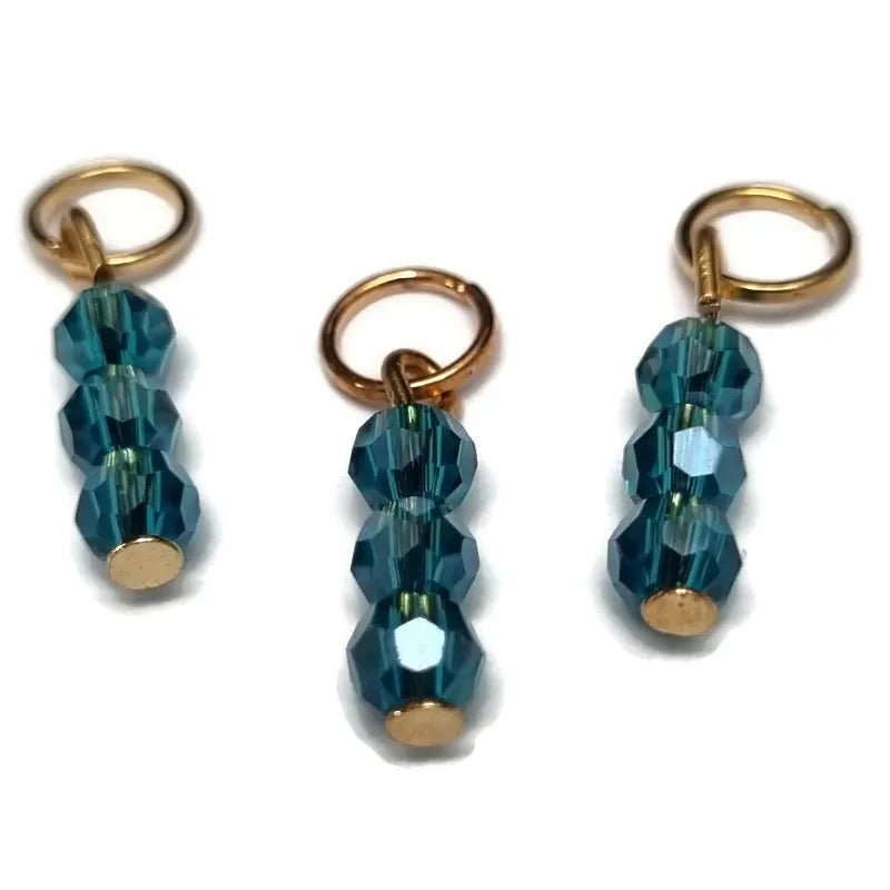 Danube Blauwe Kralen charm voor ketting - Goudkleur / 3 kraaltjes - Heren