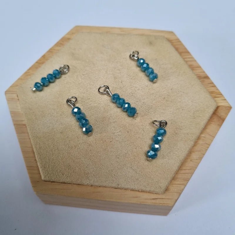 Denim Blauw Kralen charm voor bedelketting - Goudkleur / 3 kraaltjes - Heren