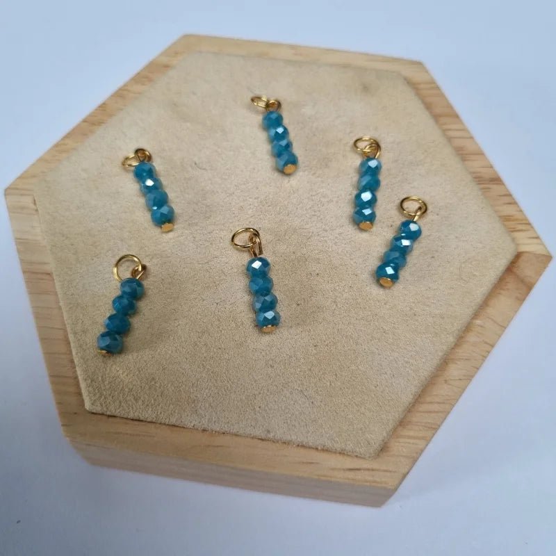 Denim Blauw Kralen charm voor bedelketting - Goudkleur / 3 kraaltjes - Heren