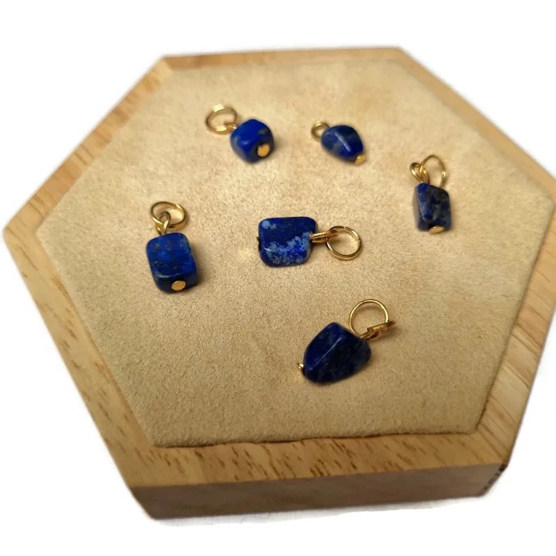 Diepblauw Lapis Lazuli Bedeltje voor ketting - Goudkleur - Dames