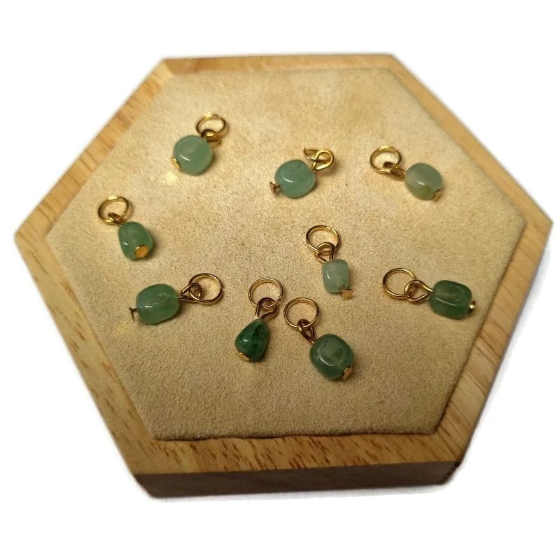Groene Jade Bedeltje natuursteen - Goudkleur - Unisex