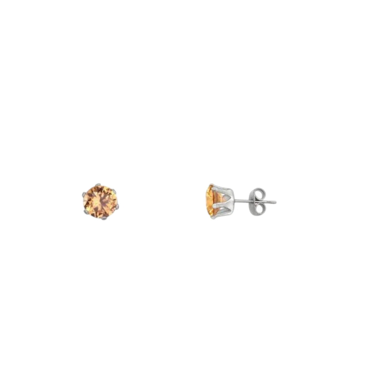Stalen Oorstekers met Champagne Zirkonia - Rond - 3mm -