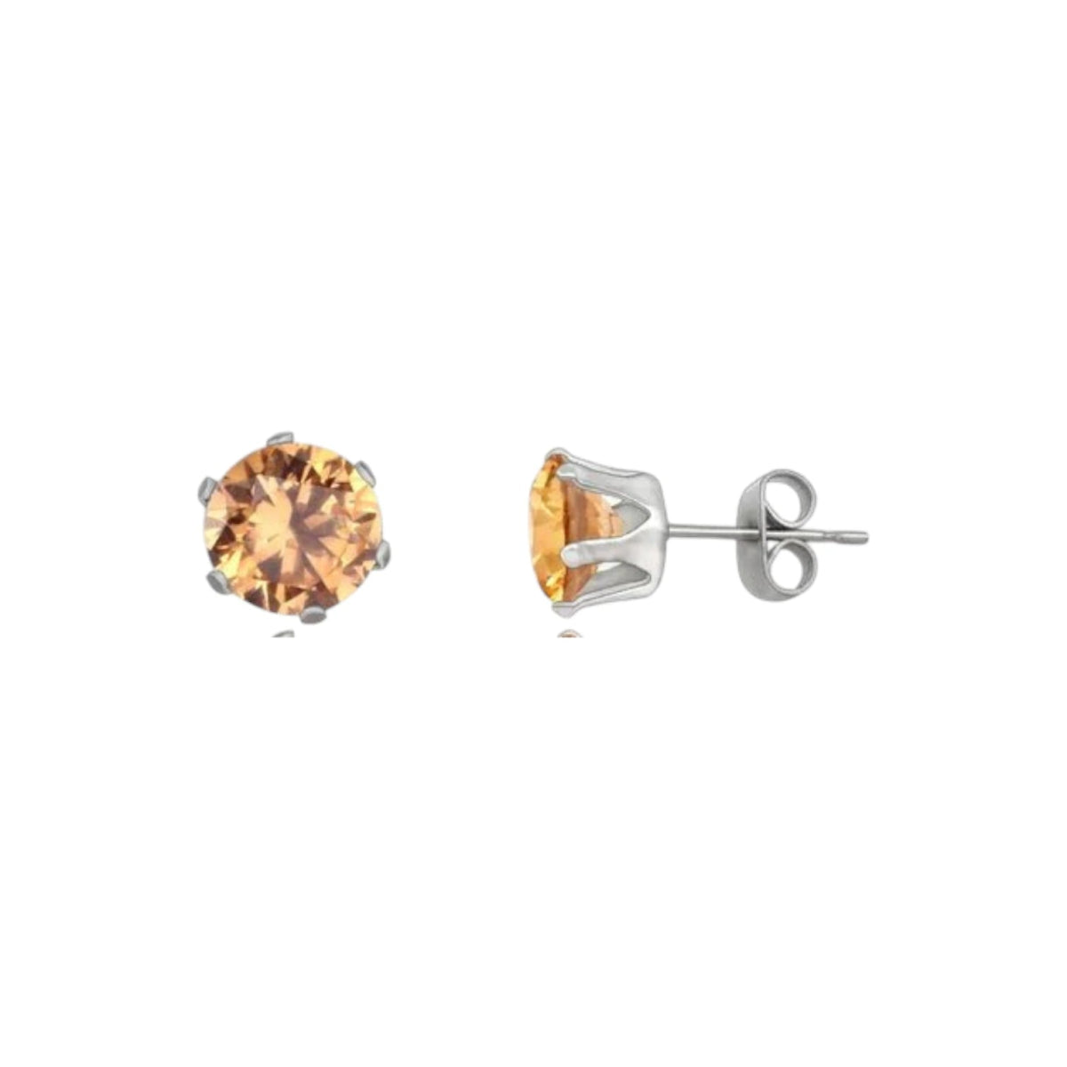 Stalen Oorstekers met Champagne Zirkonia - Rond - 3mm -