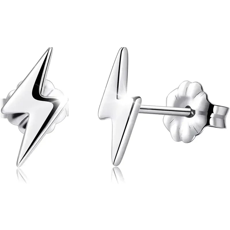 Oorbellen &acirc;&euro;&ldquo; Titanium Bliksem Flits Zilverkleurig (11x6mm) -
