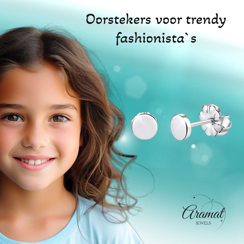 Oorbellen &acirc;&euro;&ldquo; Titanium Rond Zilverkleurig (5mm) -