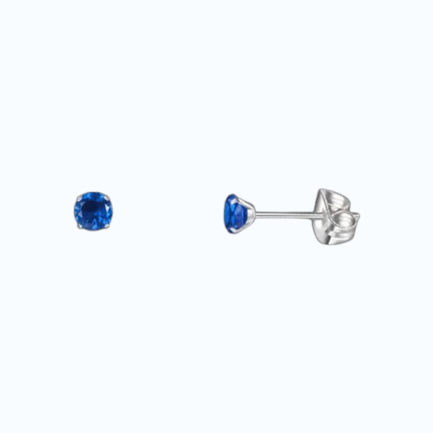 Titanium Oorbellen Met Donkerblauwe Zirkonia - 3mm -