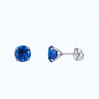 Titanium Oorbellen Met Donkerblauwe Zirkonia - 3mm -