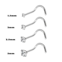 Stalen Neuspiercing met Transparante Zirkonia - 1.5mm - Unisex