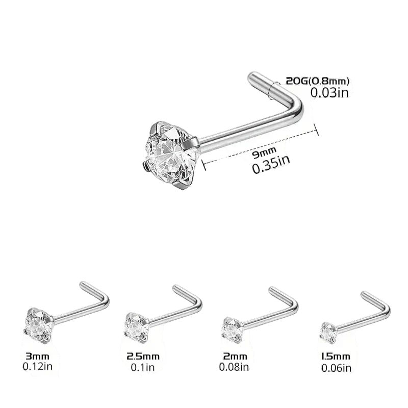 Stalen Neuspiercing met Zirkonia Steentje