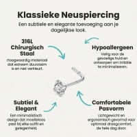 Stalen Neuspiercing met Zirkonia Steentje