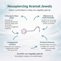 Stalen Neuspiercing met Roze Zirkonia