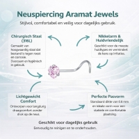 Stalen Neuspiercing met Roze Zirkonia